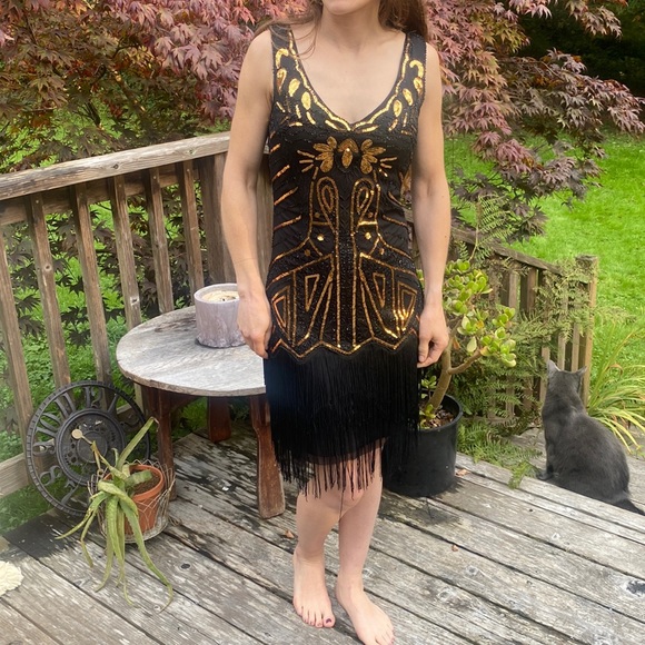 babeyond Dresses & Skirts - Babeyond fashion classic black and gold Sparkly Sequin Bodycon Flapper Dress  XS